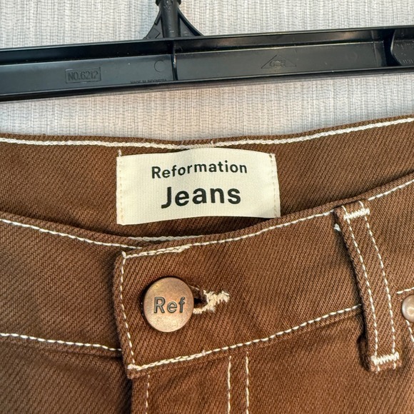 Reformation Cowboy High Rise Straight Leg Jeans Brown Size 30 (Flawed) - Picture 4 of 10